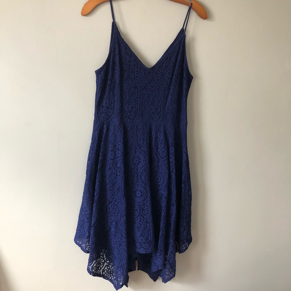 Express Lace Royal Blue Dress Handkerchief Hem